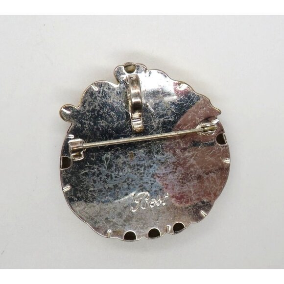 Vintage Best Brooch Pendant 2" Pumpkin Shaped Silver Gold Tone Vintage - Picture 9 of 11